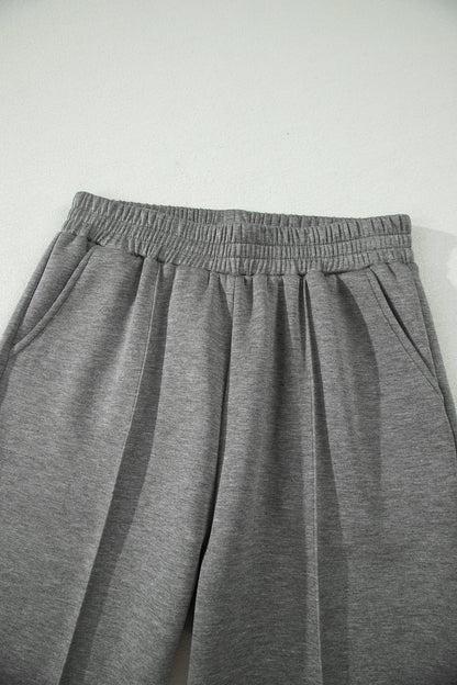 Gray Half Zip Polo Tee Casual Pant Set