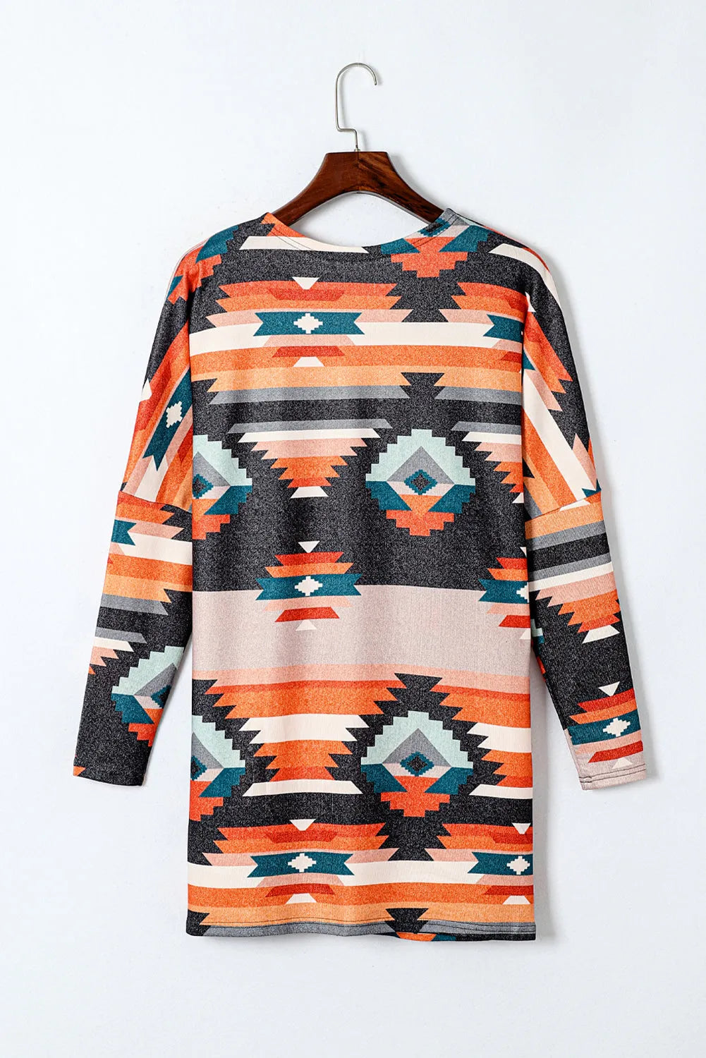 Orange Western Tribal Aztec Print Cardigan - Chic Meadow Boutique 