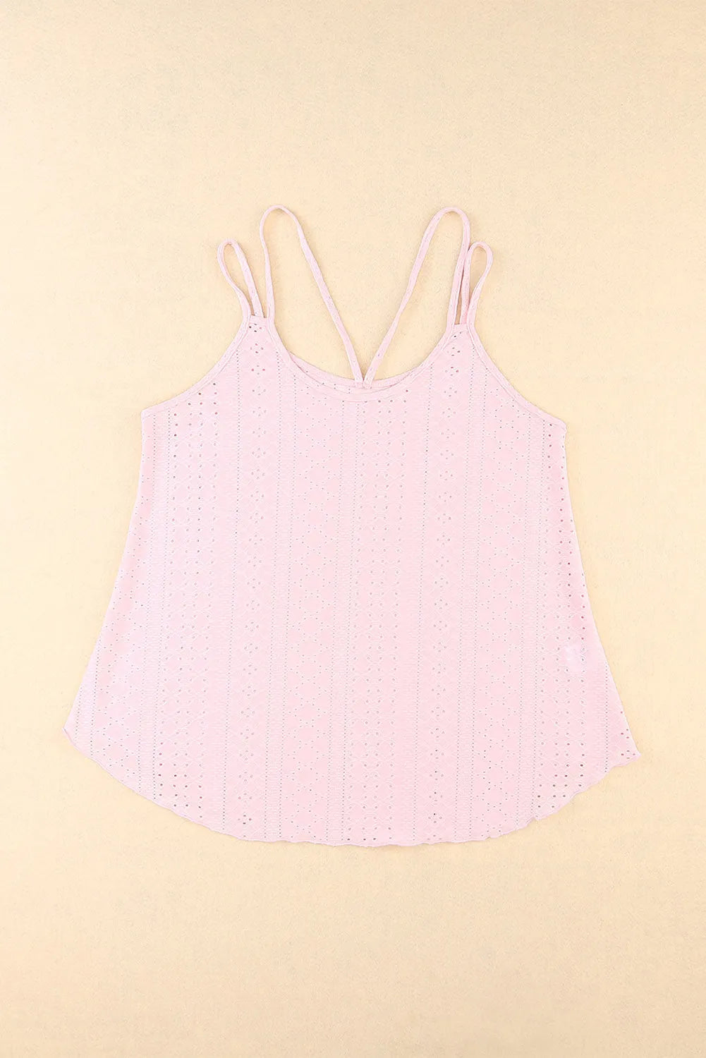 Pink Eyelet Strappy Scoop-Neck Tank Top - Chic Meadow Boutique 