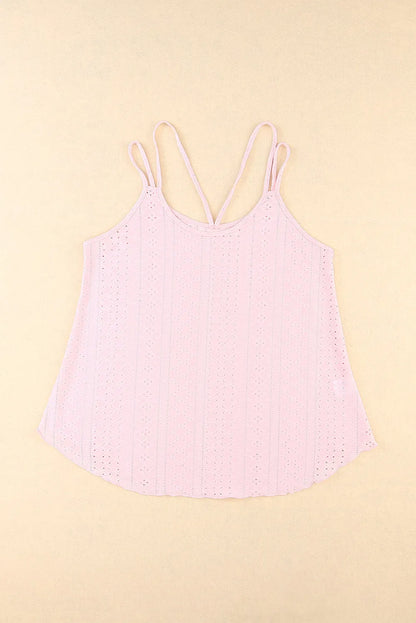 Pink Eyelet Strappy Scoop-Neck Tank Top - Chic Meadow Boutique 