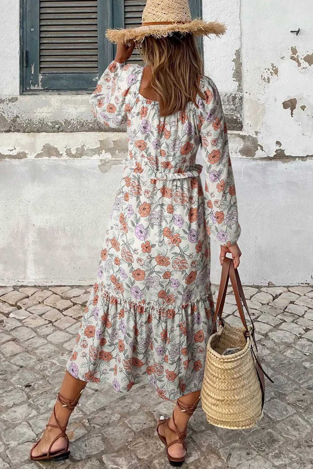 Multicolor Floral Smocked Long Sleeve Pocketed Dress - Chic Meadow Boutique 