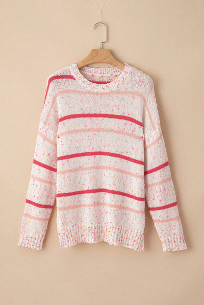 Pink Striped Confetti Knit Sweater - Chic Meadow Boutique 