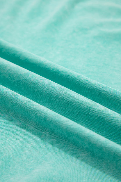 Mint Green 2 Pieces Mineral Wash Cotton Tank Top Lined Split Skirt Set