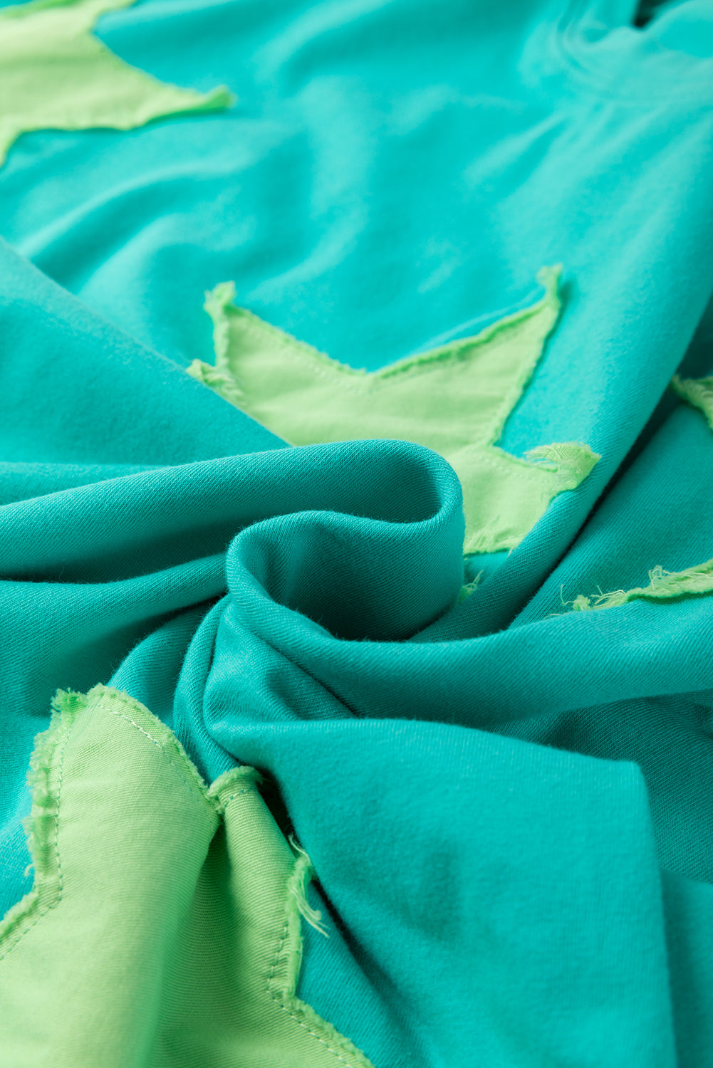 Aruba Blue Frayed Denim Star Patched Oversize T Shirt