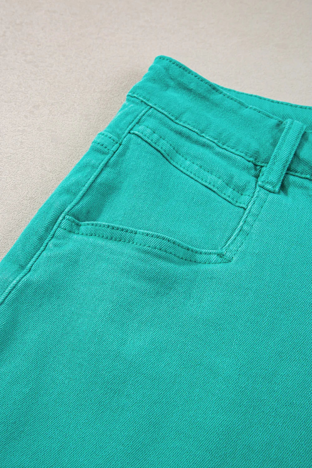 Turquoise Frayed Edge Mid Rise Denim Shorts - Chic Meadow Boutique 