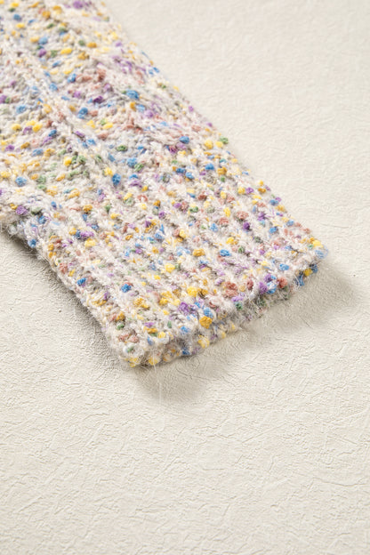 Multicolour Cozy Cable Knit Round Neck Long Sleeve Confetti Sweater