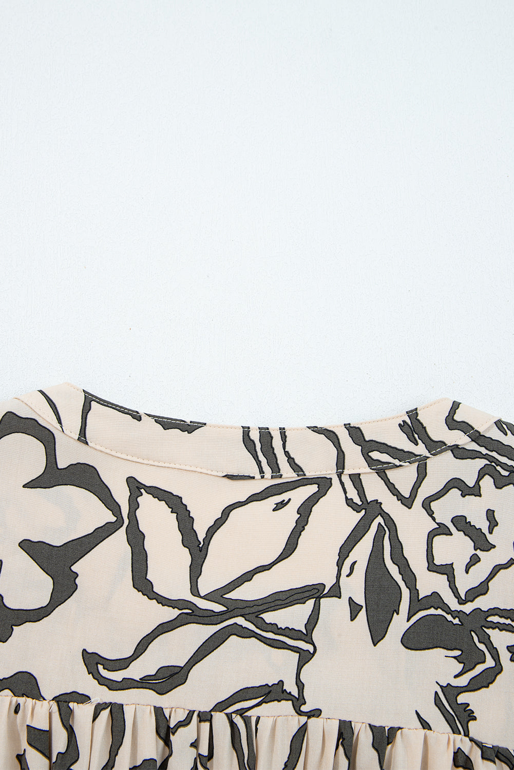 Gray Morn Floral Print Batwing Sleeve Buttoned Loose Fit Shirt