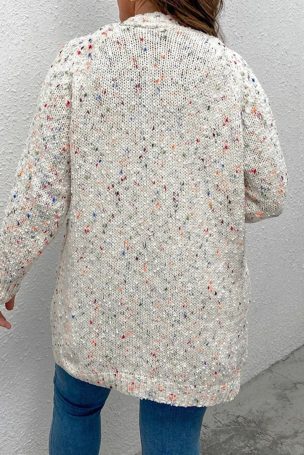 White Rainbow Popcorn Speckles Open Front Cardigan - Chic Meadow Boutique 