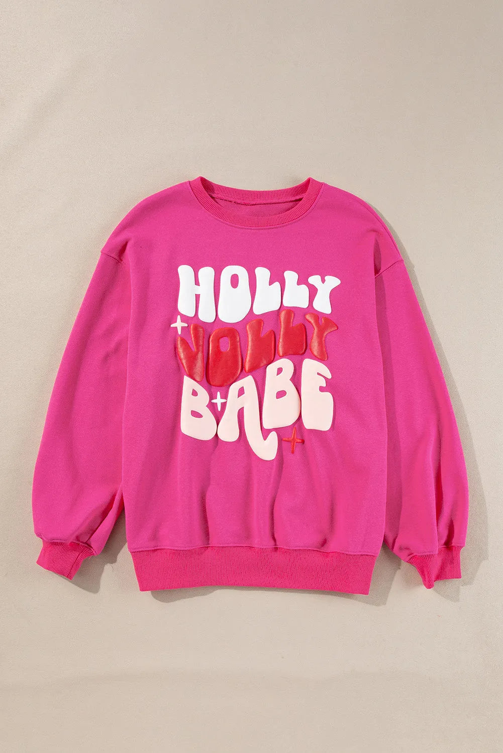 Rose Red Christmas Holly Jolly Babe Graphic Oversized Sweatshirt - Chic Meadow Boutique 