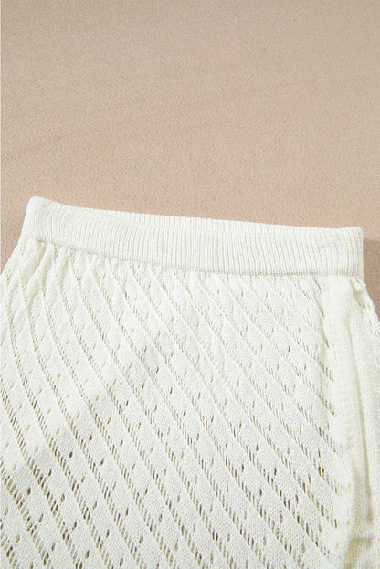 White Hollowed Crochet Cropped 2 Piece Beach Dress - Chic Meadow Boutique 