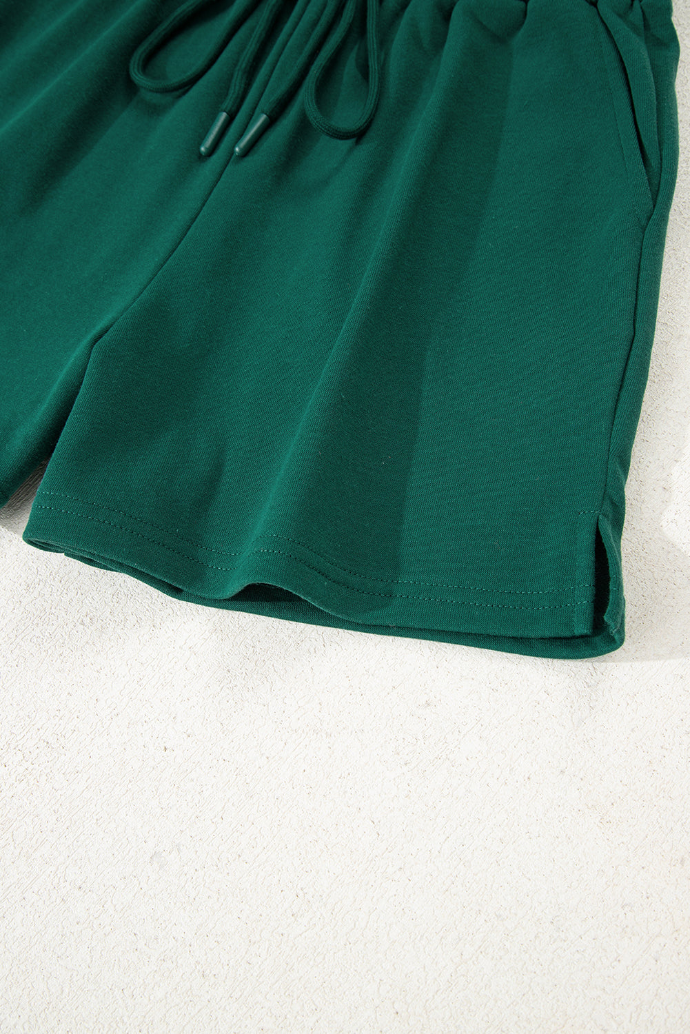 Evergreen Varsity Striped Sleeve Drop Shoulder Sweatshirt and Short Set