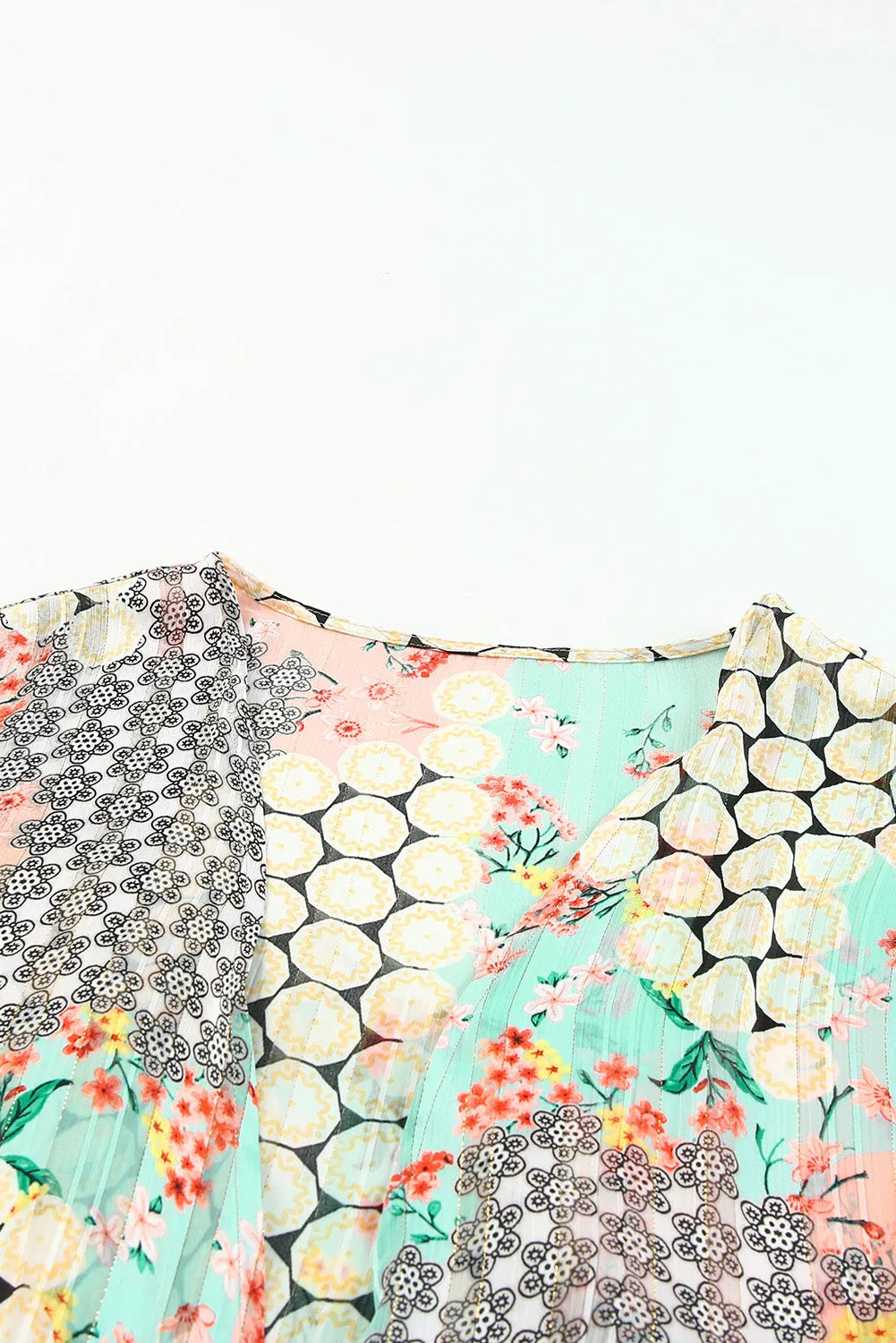 Multicolor Floral Open Sheer Shimmer Kimono - Chic Meadow Boutique 