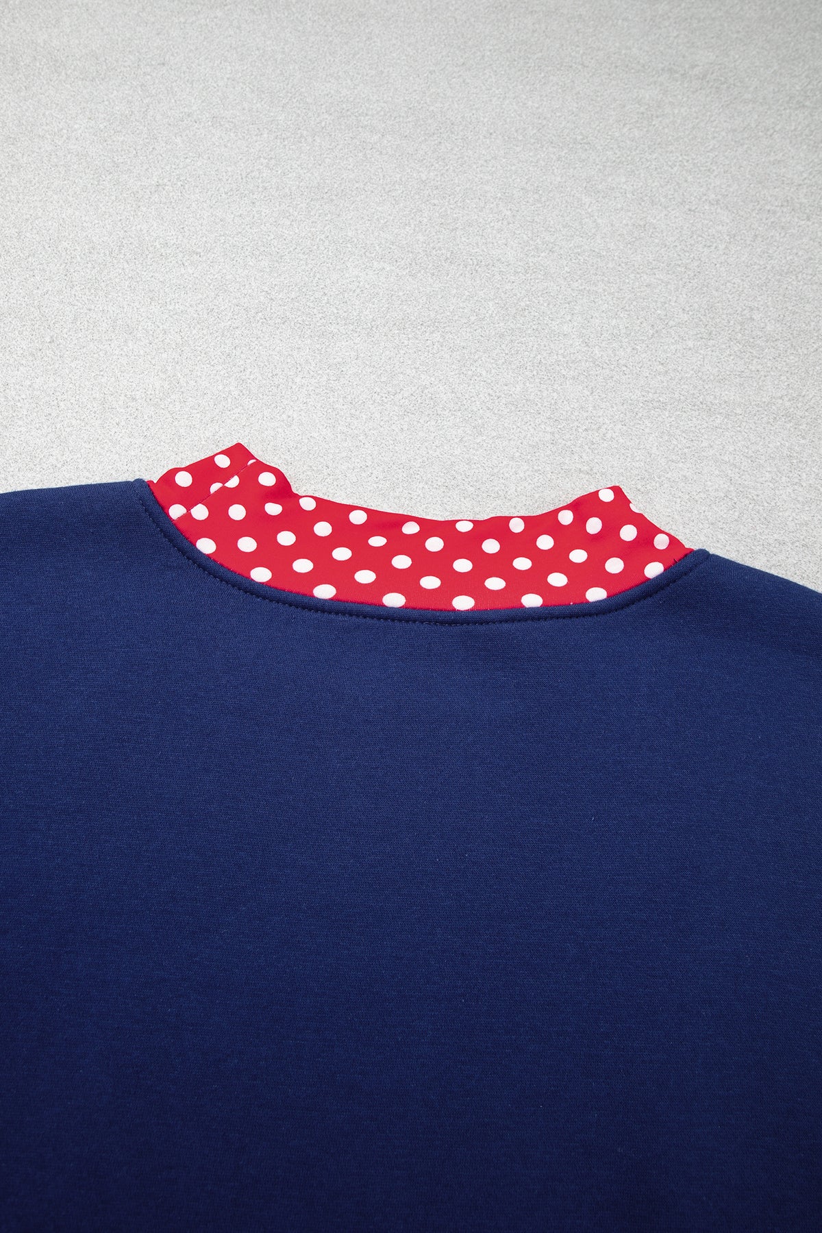 Dirty blue Polka Dot Patchwork Round Neck Plus Size Sweatshirt