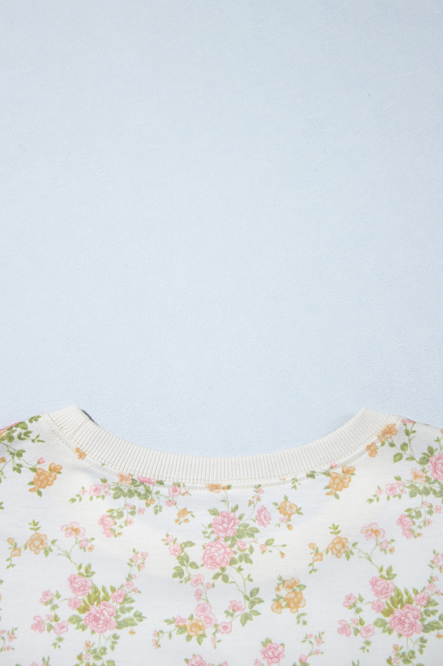 Beige Floral Print Long Sleeve Shift Top Pocketed Shorts 2pcs Set