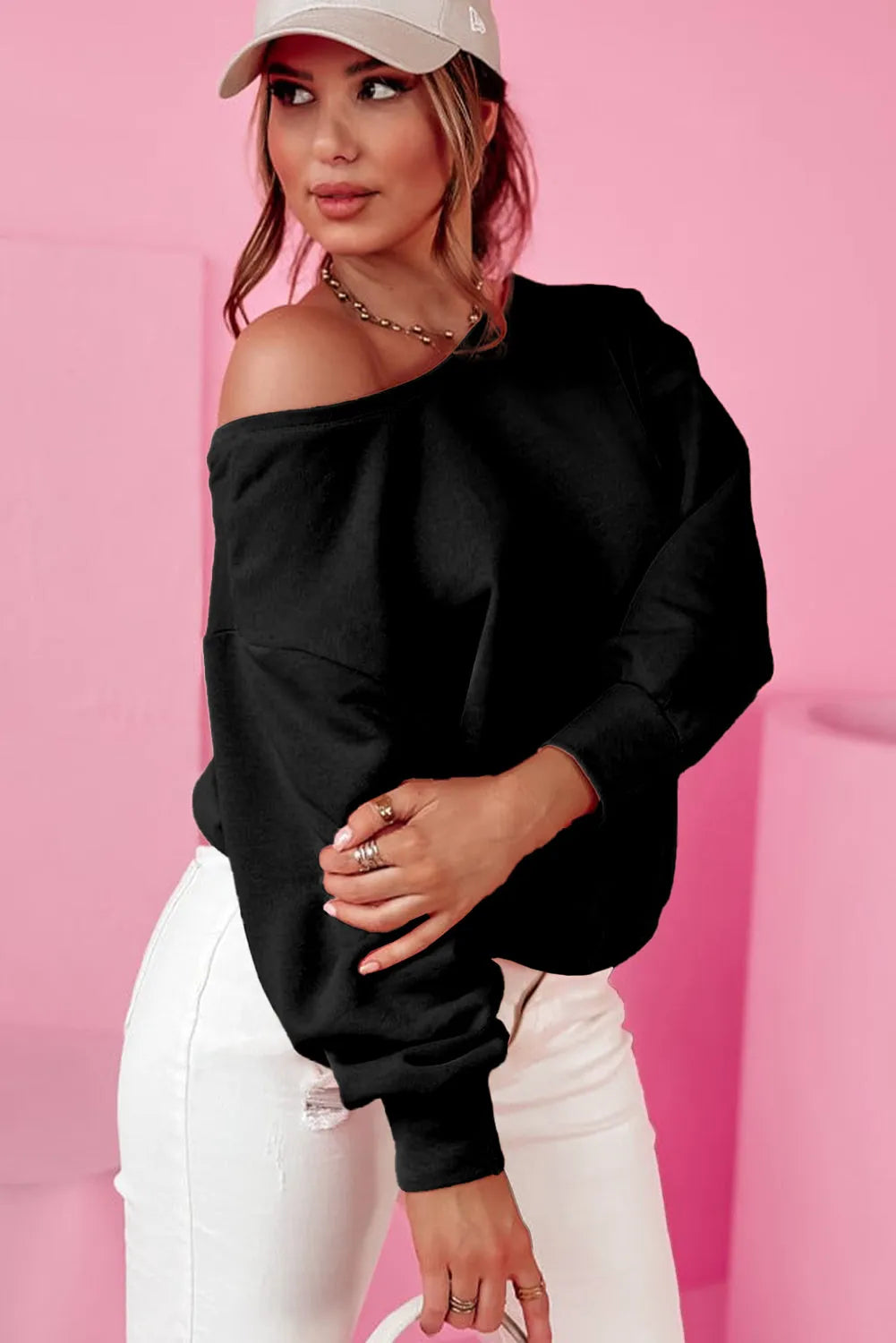 Black Bowknot Dewback Round Neck Sweatshirt - Chic Meadow Boutique 