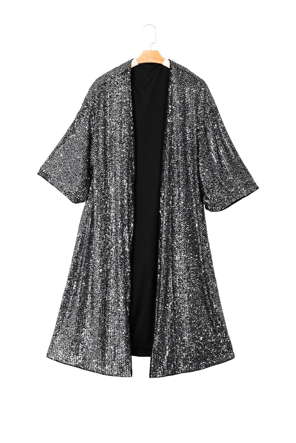 Silvery Sequin 3/4 Sleeve Kimono - Chic Meadow Boutique 