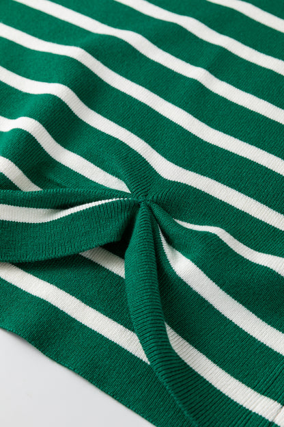 Green Stripe Crew Neck Sleeveless Sweater Vest