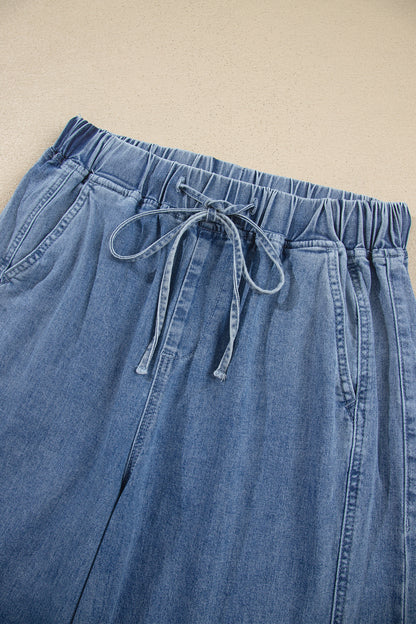 Dusk Blue Elastic Waist Harem Ankle Length Jeans