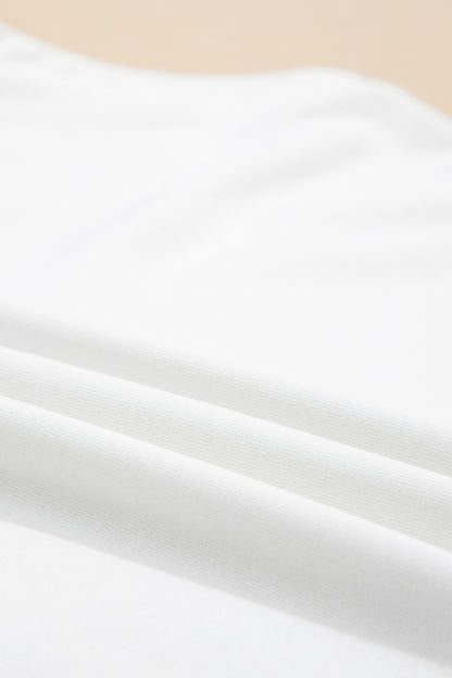 White Solid Color High Neck Cap Sleeve Loose Top