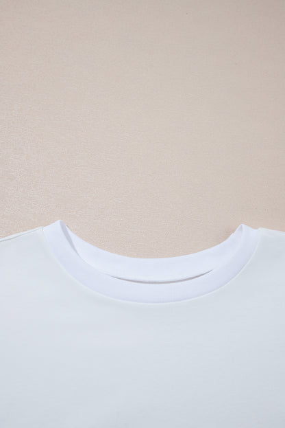 White Loose Half Sleeve Hi Low Hem T Shirt