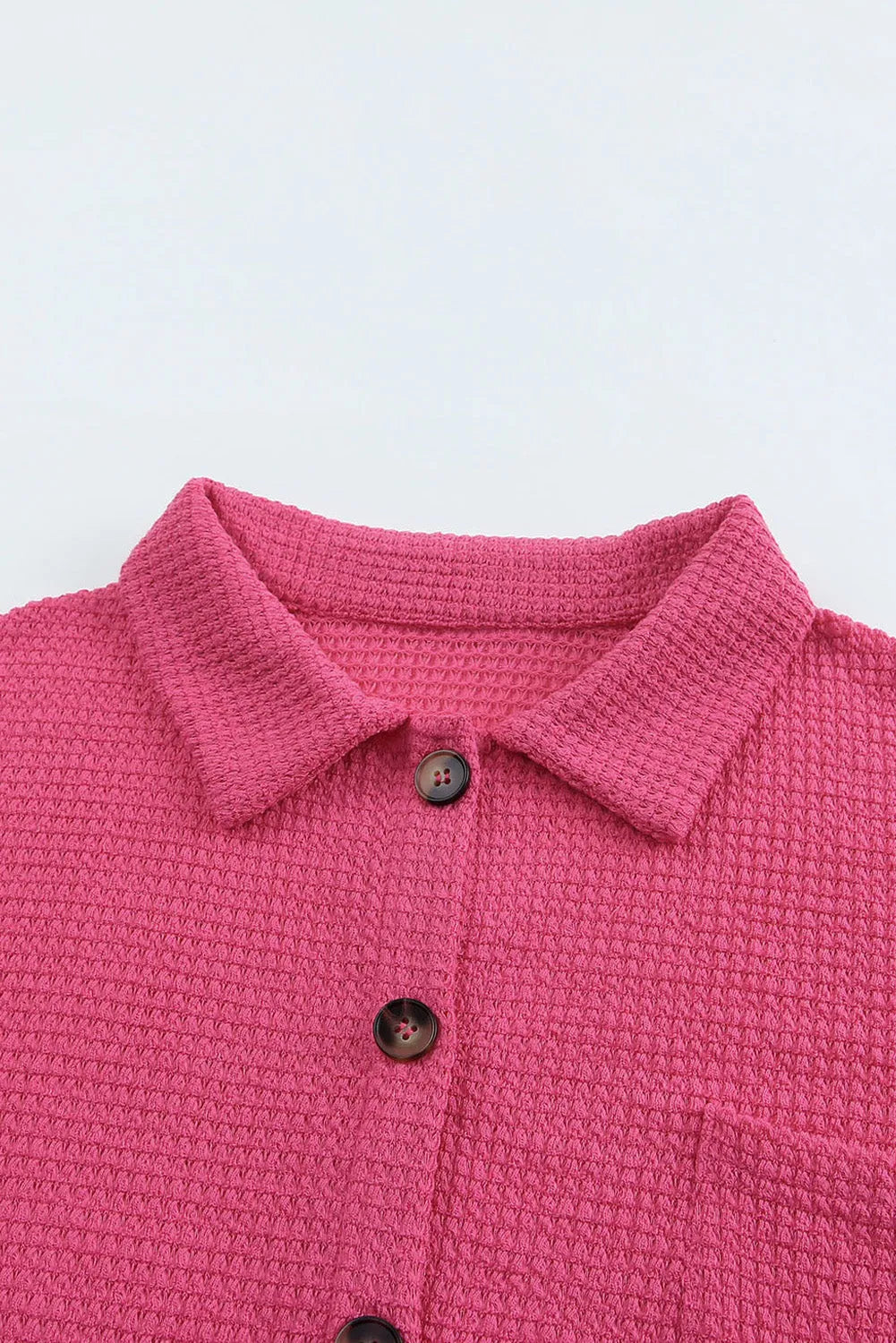 Pink Waffle Knit Button Up Casual Shirt - Chic Meadow Boutique 