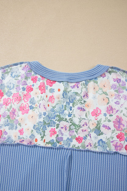 Multicolour Floral Print Round Neck Long Sleeve Top
