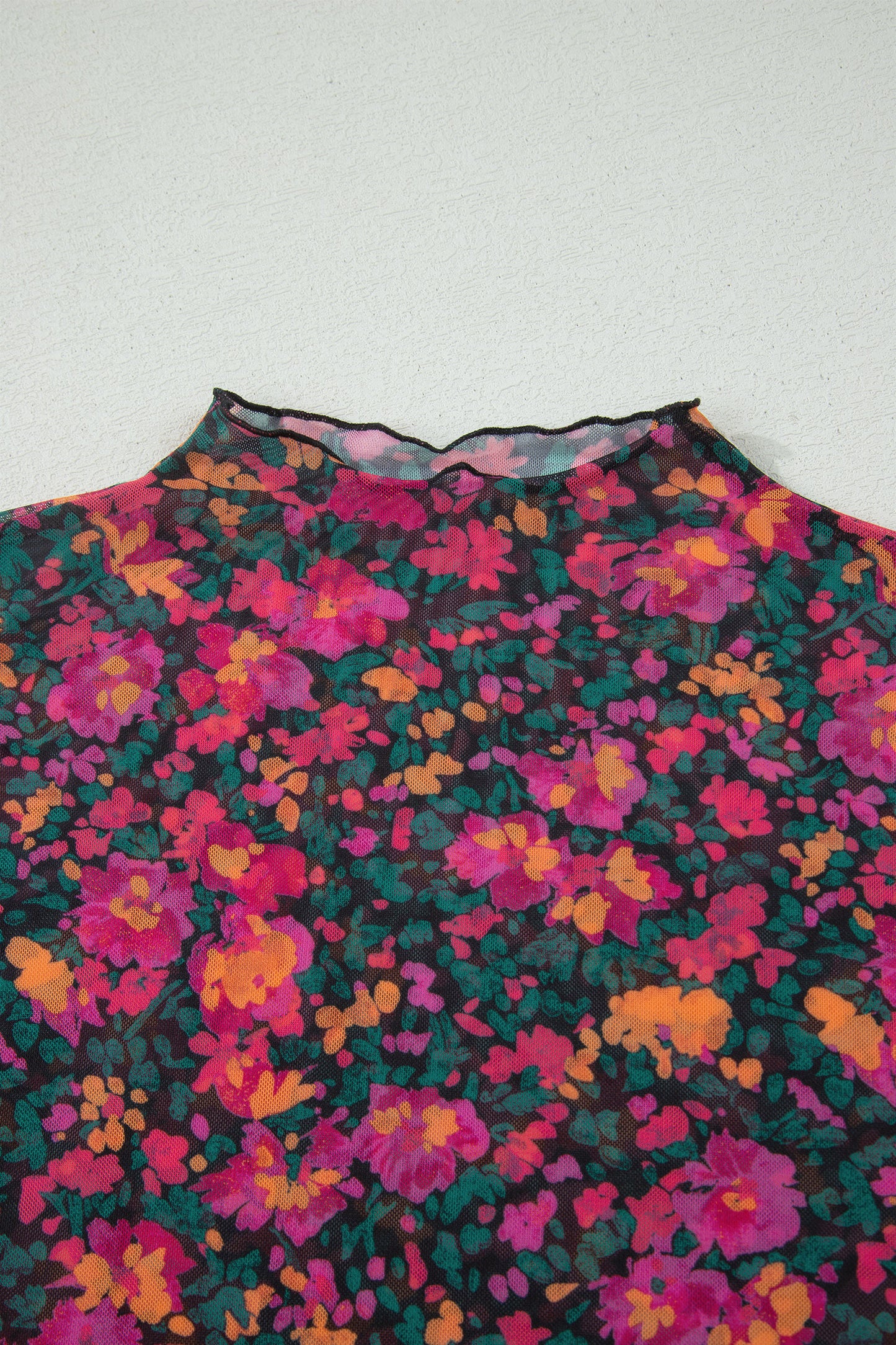 Rose Plus Size Floral Mesh Short Sleeve Top