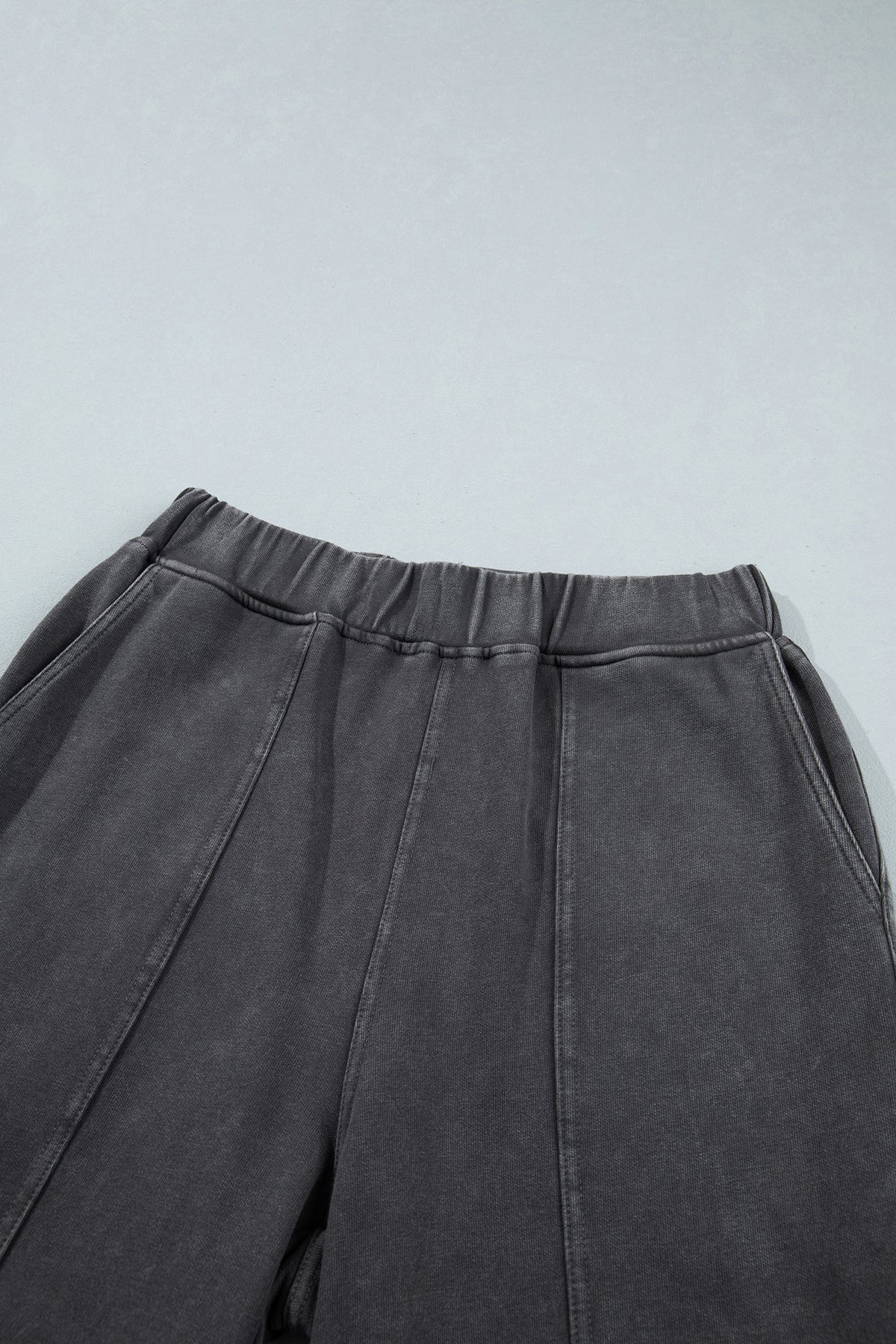Carbon Grey Mineral Wash Seam Detail Elastic Waist Barrel Pants