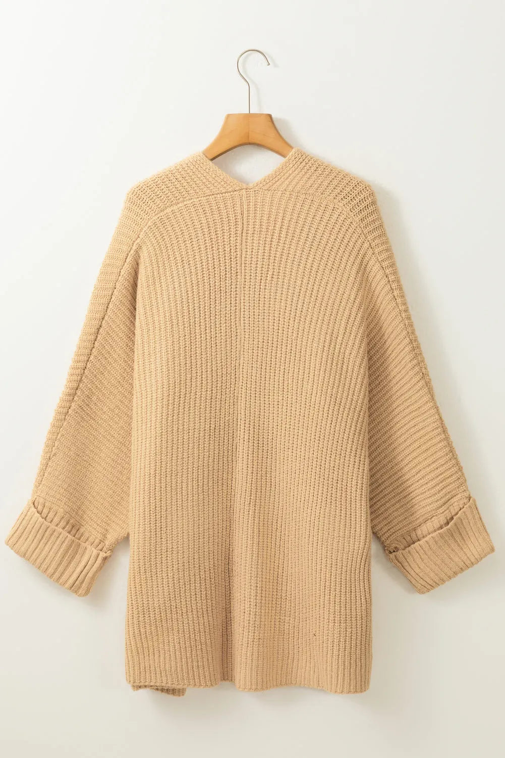 Apricot Oversized Fold Over Sleeve Sweater Cardigan - Chic Meadow Boutique 