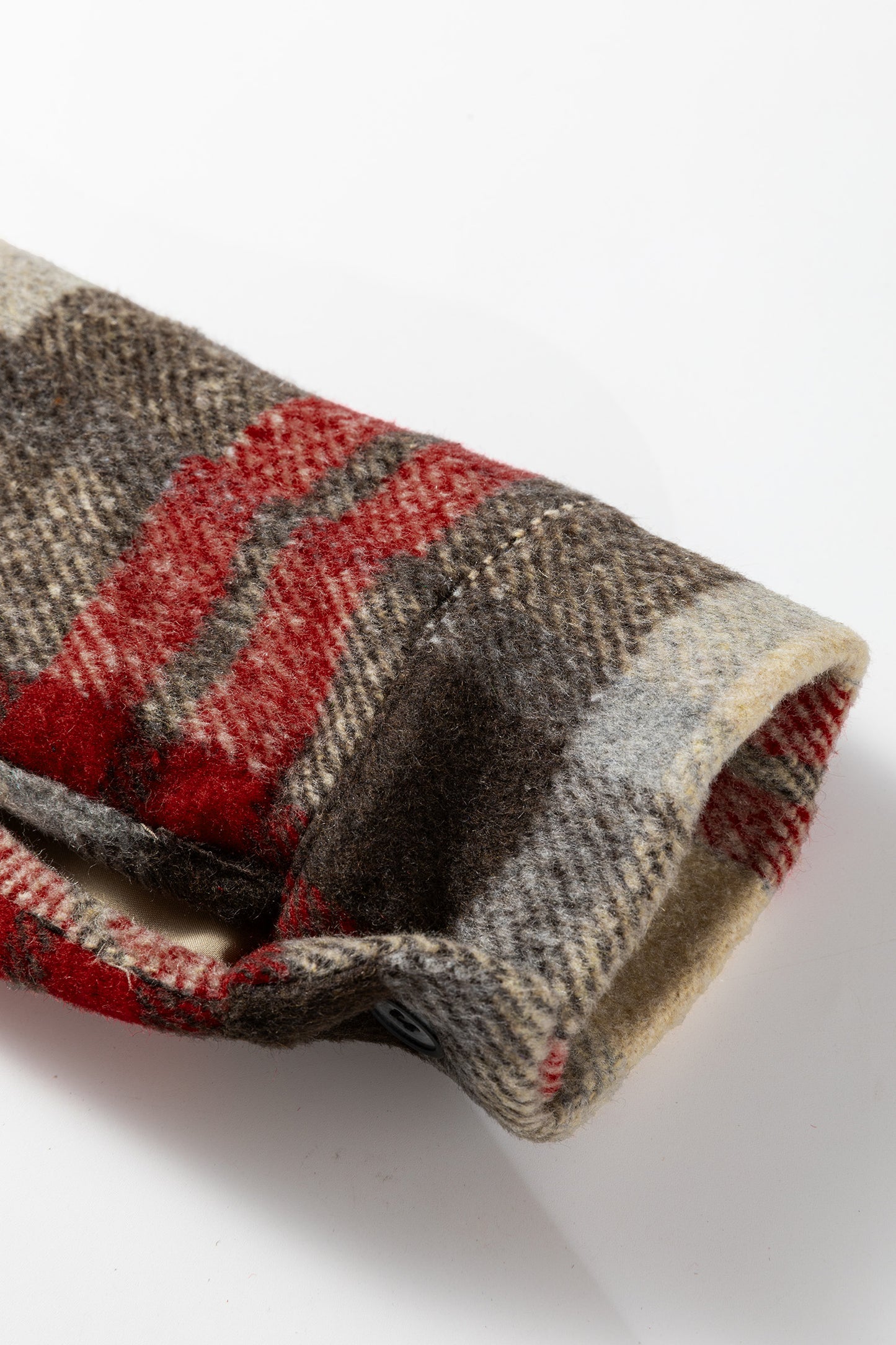 Red Brushed Plaid Buttoned Front Side Slit Tunic Shacket