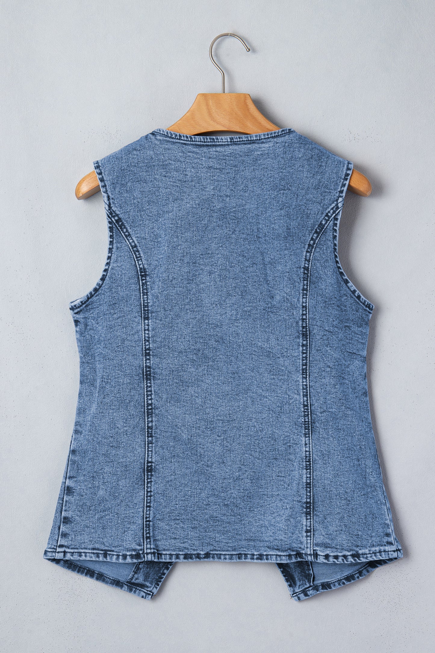 Ashleigh Blue Buttoned Front Slit Denim Vest