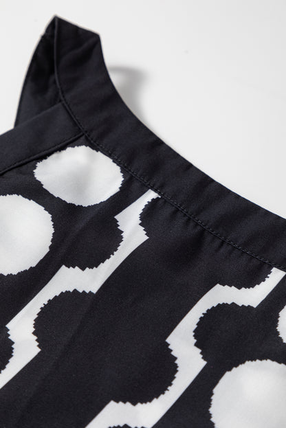 Black Abstract Dot Flower Print Tank Top