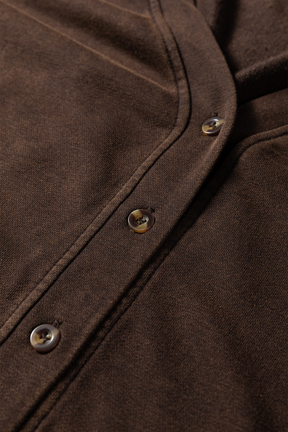 Coffee Button Front V Neck Casual Cardigan