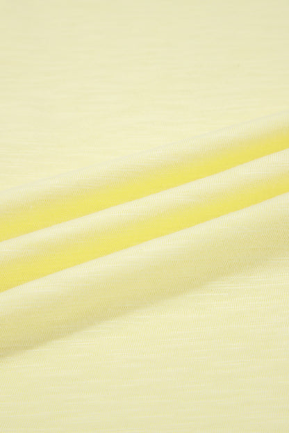 Yellow Cream Lace Patchwork Cap Sleeve Round Neck T Shirt