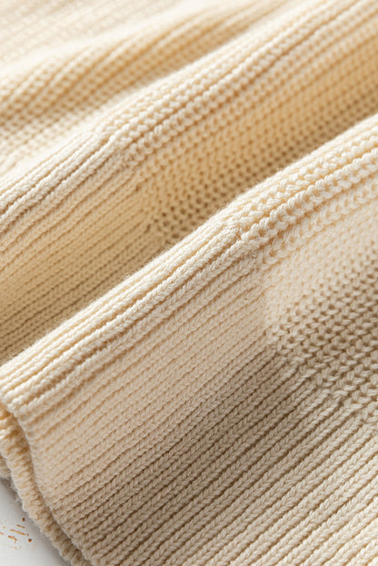 Jet Stream Mixed Texture Knit Flower Embroidered Detail Casual Sweater