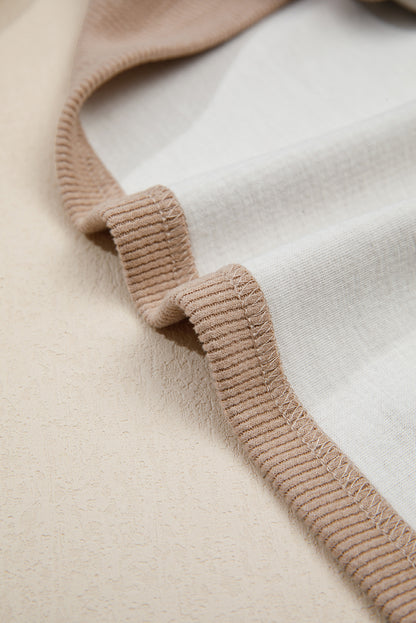 Dark Khaki Thermal Textured Leopard Drawstring Baggy Hoodie