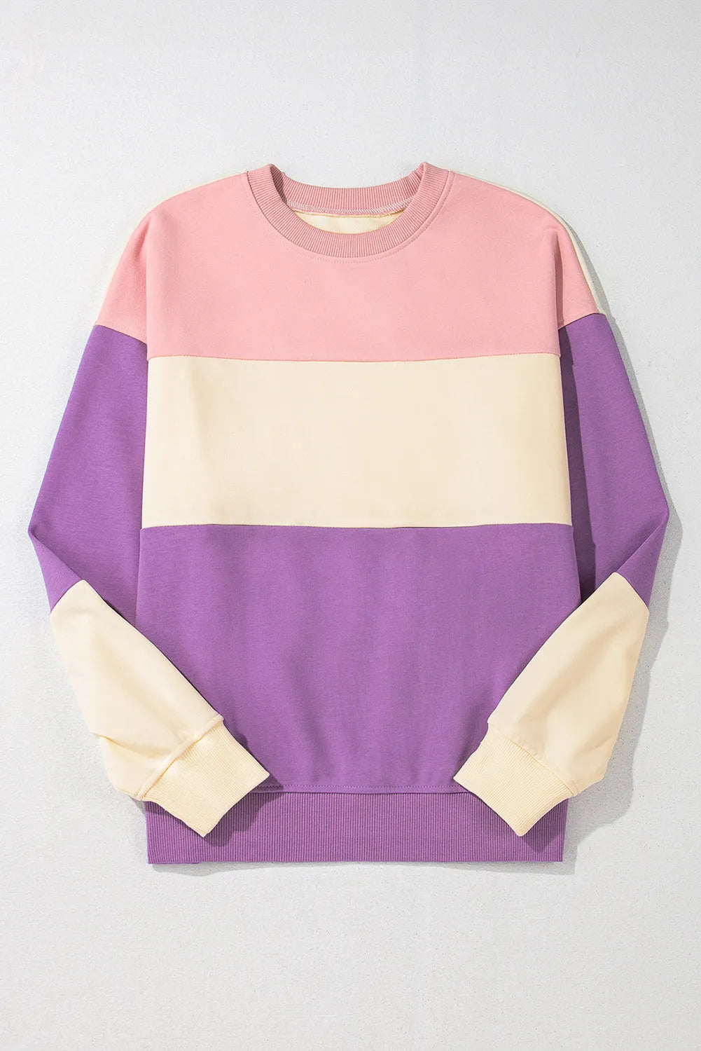 Meadow Mauve Colorblock Patchwork Drop Shoulder Sweatshirt - Chic Meadow Boutique 