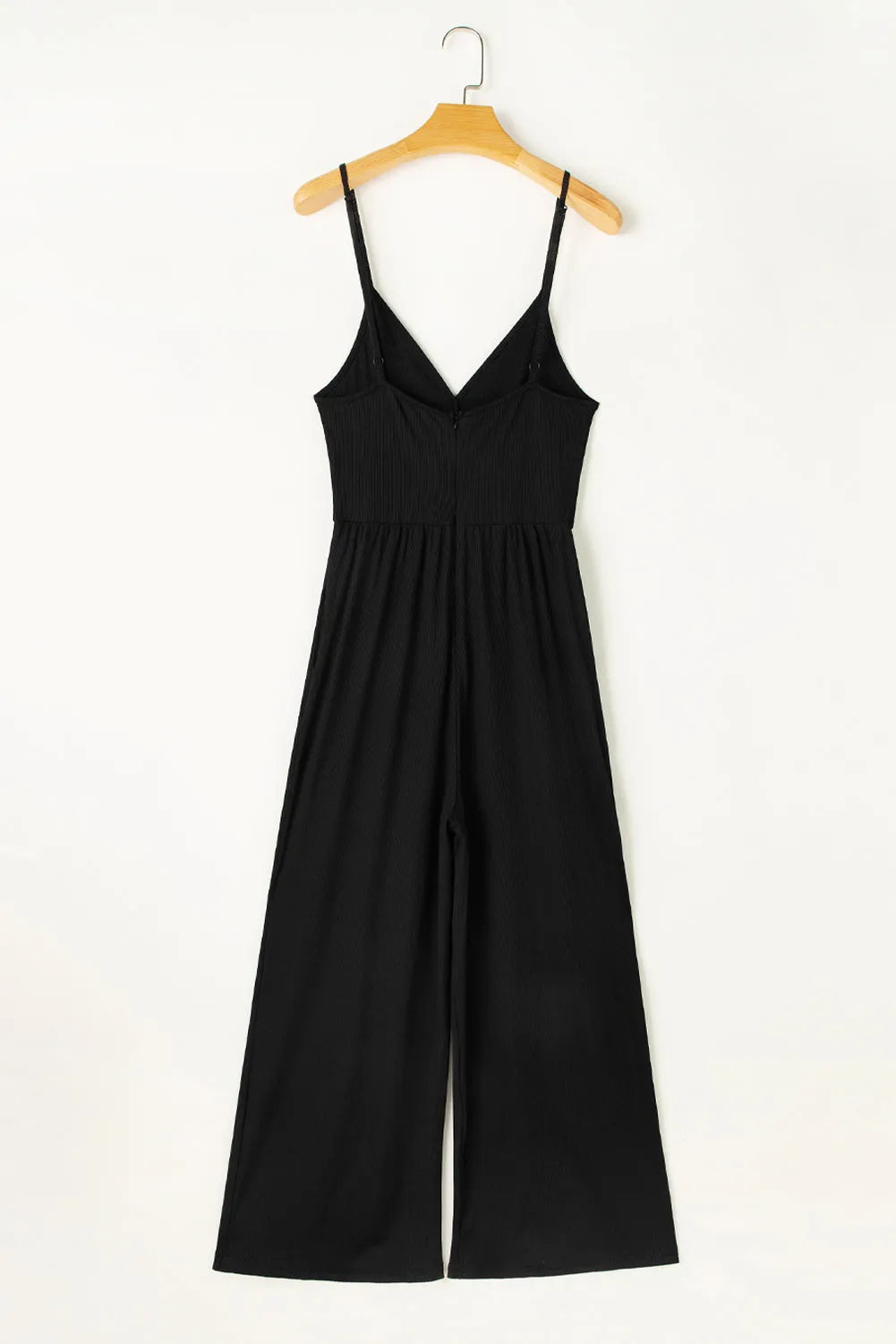 Black Wide Leg High Waist Sexy V Neck Cami Jumpsuit - Chic Meadow Boutique 