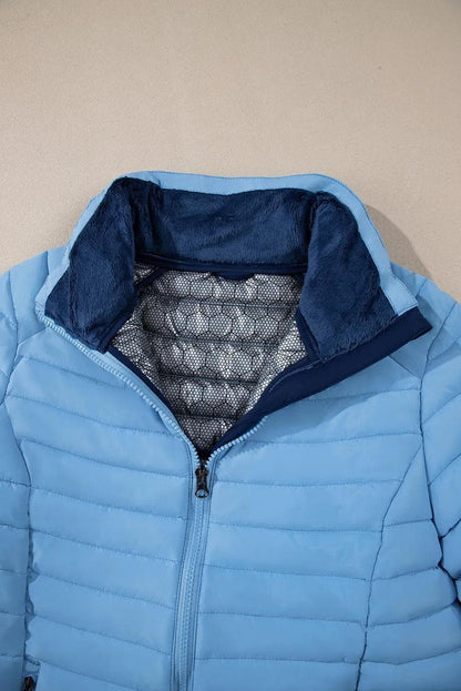 Outerwear/Coats Myosotis Solid Color Quilted Zip-up Puffer Jacket