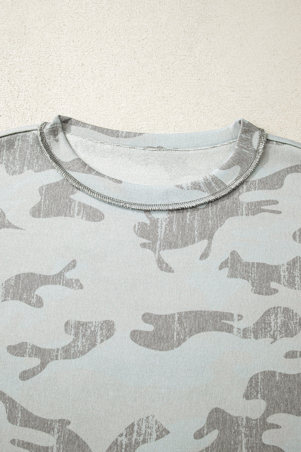 Multicolour Retro Camouflage Print Exposed Seam Patchwork Drop Shoulder Sweatshirt