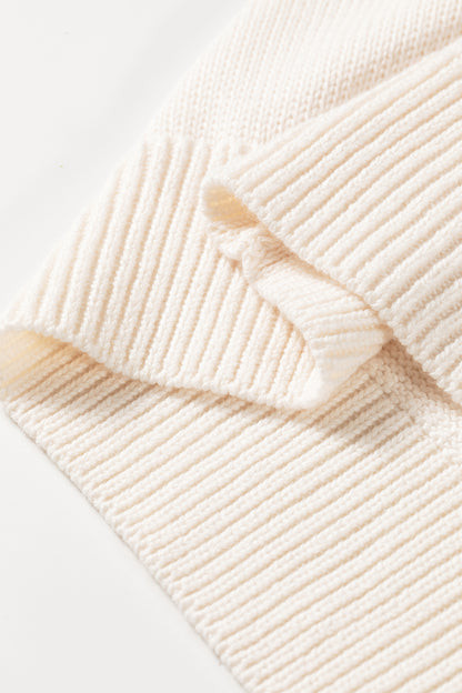 Beige Go Team Football Drop Shoulder Knit Top Sweater