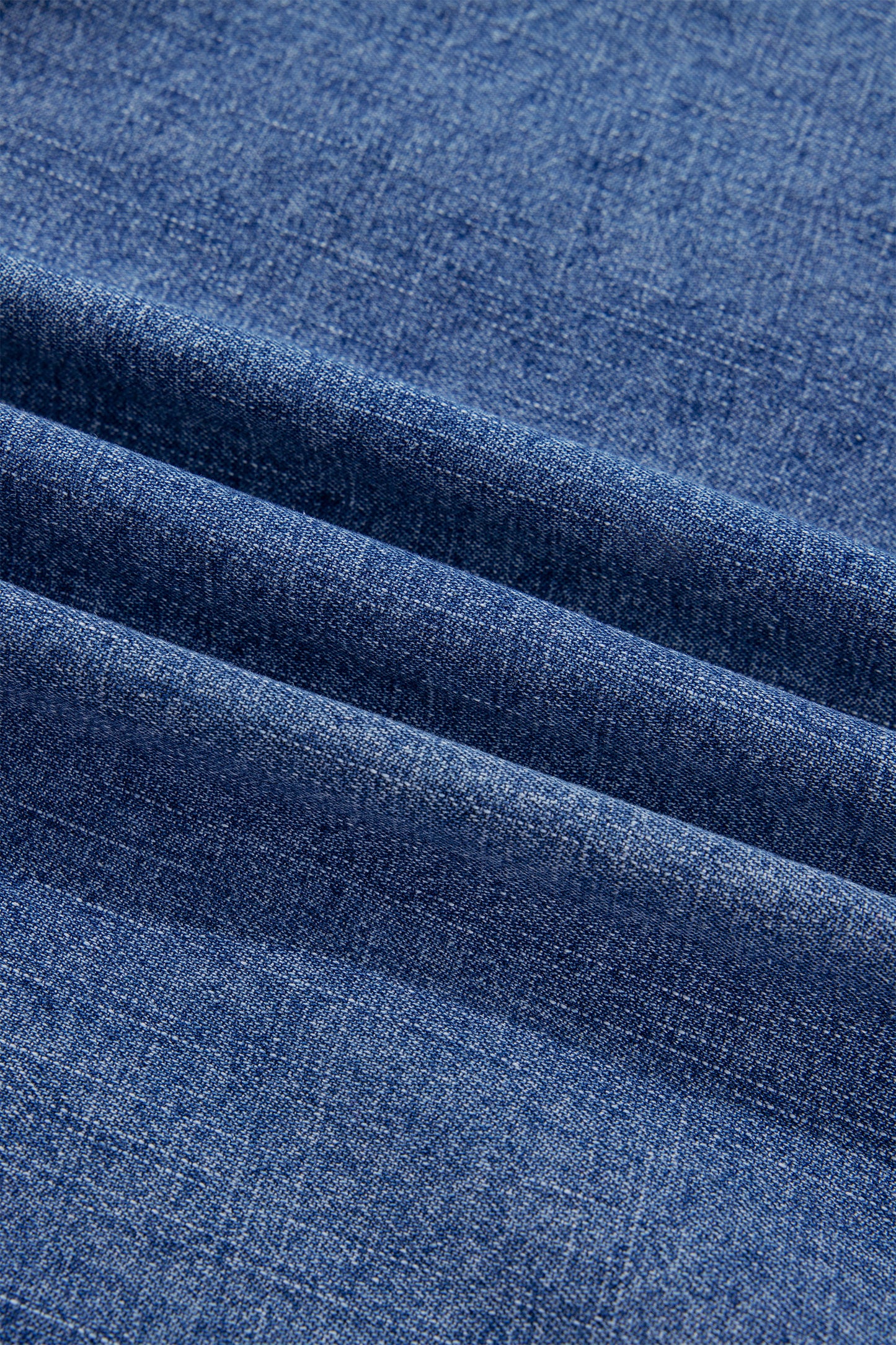 Dusk Blue Three Quarter Sleeve Button Front Loose Denim Shirt