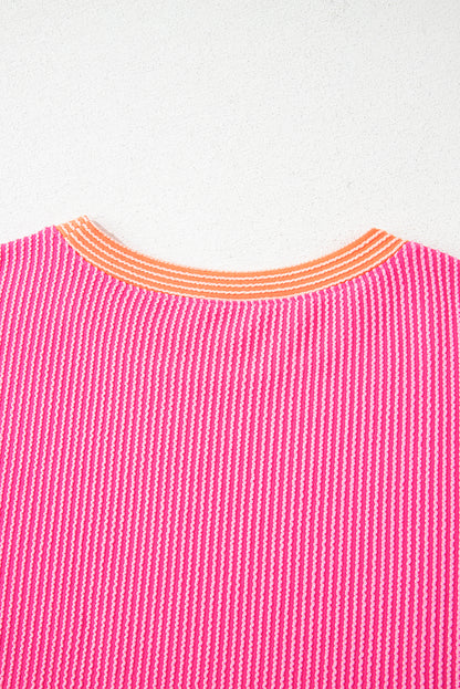 Multicolour Corded Colorblock Crewneck Tee