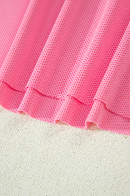Sachet Pink Slim Tank Top Elastic High Waist Shorts 2pcs Outfit
