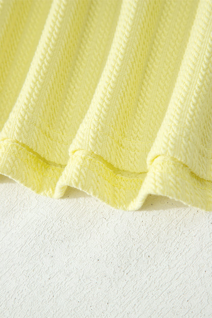 Yellow Cream Solid Color Textured Loose Tank Casual Shorts 2pcs Outfit