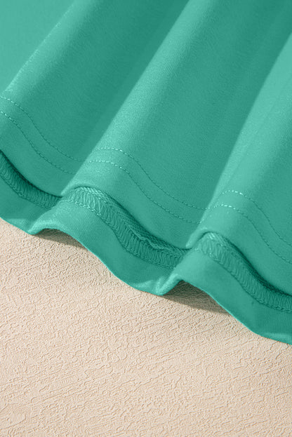 Sea Green Solid Loose V Neck Half Sleeve Tee and Shorts