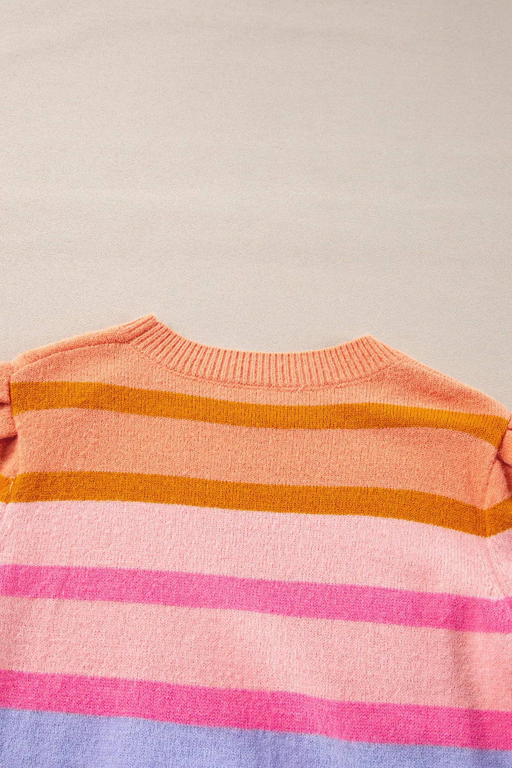 Rose Red Colorful Stripe Bubble Short Sleeve Sweater - Chic Meadow Boutique 