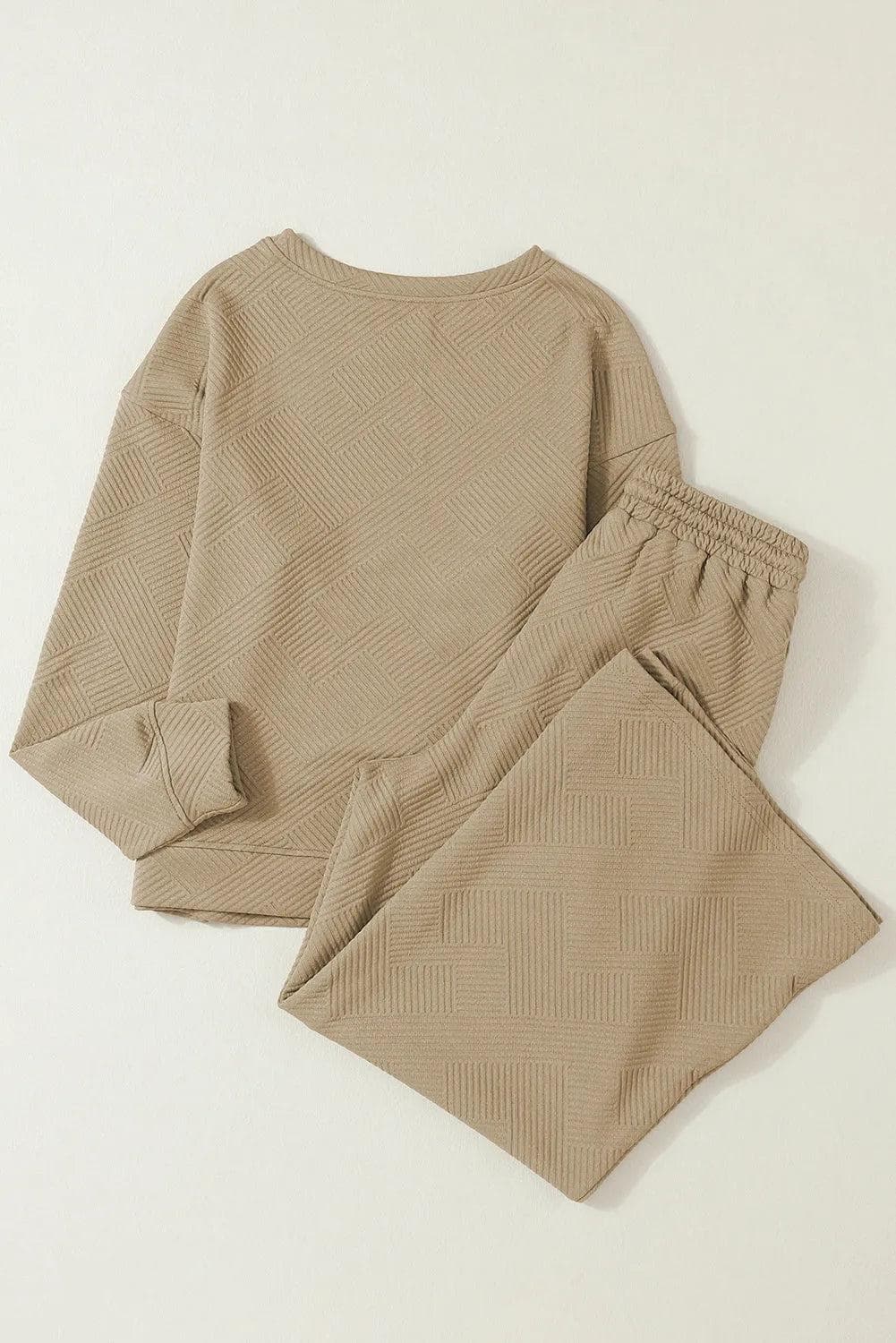 Two Piece Sets/Pant Sets Khaki Ultra Loose Textured 2pcs Slouchy Outfit