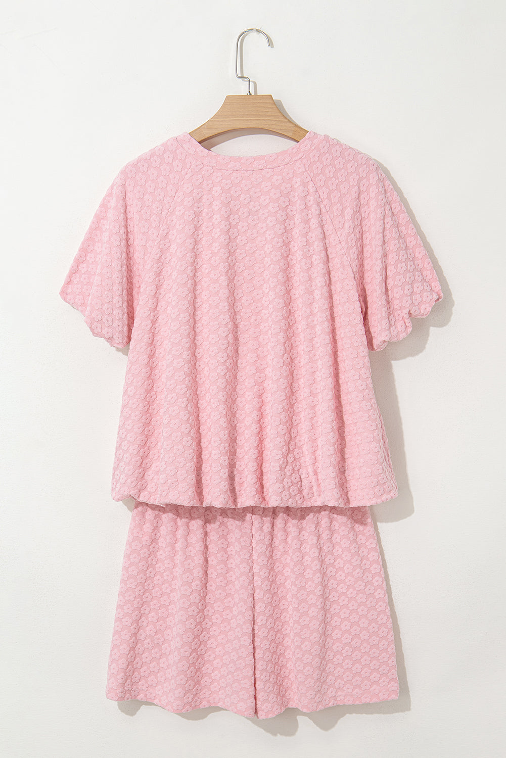 Coral Paradise Daisy Jacquard Textured Casual Short Set