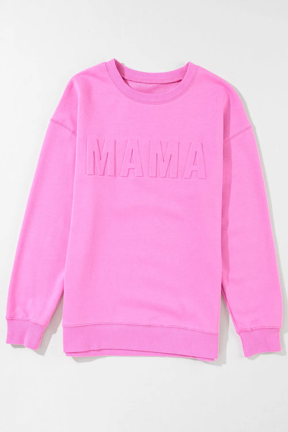 Bright Pink MAMA Letter Embossed Casual Sweatshirt - Chic Meadow Boutique 